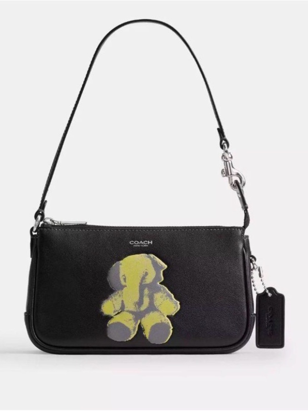 🖤💚Coach NWT Black Leather Plaza 18 Bag with Ellie Graphic & Silver Hardware - Picture 1 of 10